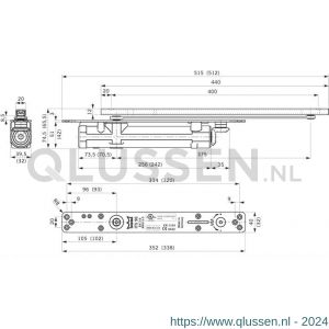 Dormakaba ITS 96 inbouw deurdranger EN 2-4 standaard as zonder glijarm 52400150