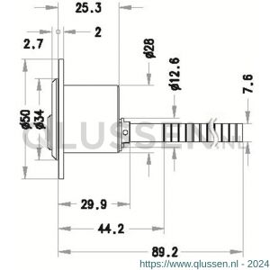 Evva buitencilinder Oostenrijkse maat 3KS diameter 28 mm keersleutel plan messing vernikkeld AZ-3KS-HS