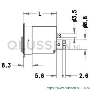 Evva meubelcilinder 31 mm lang 3KS diameter 25 mm keersleutel verschillend sluitend messing vernikkeld MRL25-31-3KS-NI