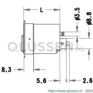 Evva meubelcilinder 31 mm lang 3KS diameter 25 mm keersleutel plan messing vernikkeld MRT25-31-3KS-HS