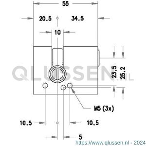 Evva enkele portaalcilinder 3KS 41x20 mm keersleutel verschillend sluitend messing vernikkeld PHZ-3KS-NI