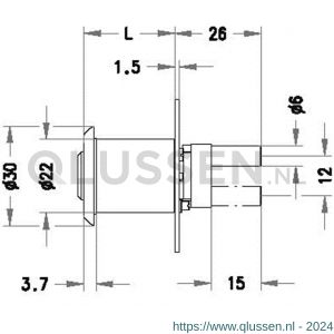 Evva plaatmontagecilinder voor bureauladen 3KS diameter 22 mm keersleutel plan messing vernikkeld ZVZ22-3KS-HS