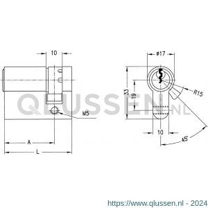 Evva profielcilinder half EPS SKG** 9/67=76 mm stiftsleutel conventioneel verschillend sluitend messing vernikkeld HZ /67-EPS-SKG**-NI