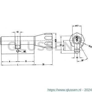 Evva profielcilinder dubbel knop EPS SKG** 31/K41=72 mm stiftsleutel conventioneel verschillend sluitend messing vernikkeld knopmodel KKN KZ 31/K41-EPS-SKG**-NI