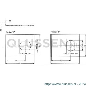 Evva plaatmontagecilinder voor glasdeur EPS diameter 24,8 mm stiftsleutel conventioneel verschillend sluitend messing vernikkeld MB23GT-EPS-NI