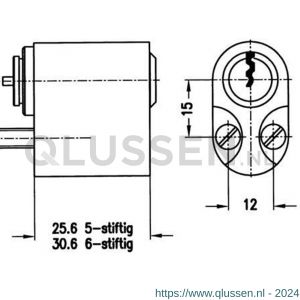 Evva buitenzijde Zweedse cilinder EPS 35x20 mm stiftsleutel conventioneel verschillend sluitend messing vernikkeld SKA-EPS-NI