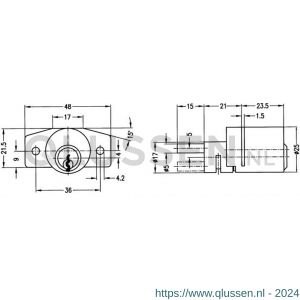 Evva plaatmontagecilinder voor bureauladen EPS diameter 25 mm stiftsleutel conventioneel plan messing vernikkeld ZVZ25-EPS-HS