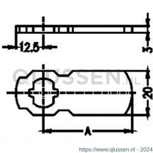 Evva sluitlip vlak Ax20x3 mm 5073