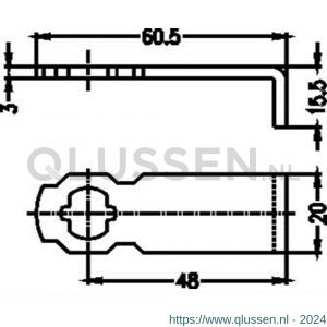 Evva sluitlip hoek 90 graden 48x20x3 mm 5090