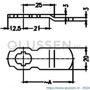 Evva sluitlip geknikt 3 mm 45x20x3 mm 5097