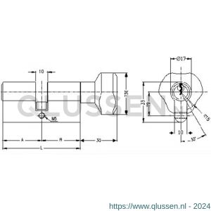 Evva profielcilinder dubbel knop TSC SKG** 36/K27=63 mm stiftsleutel conventioneel verschillend sluitend messing vernikkeld knopmodel AKN KZ 36/K27-TSC-SKG**-NI