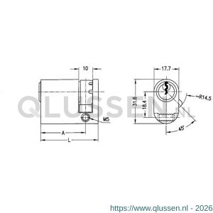 Evva ovaalcilinder TSC 9/32=41 mm stiftsleutel conventioneel verschillend sluitend messing vernikkeld UHZ-TSC-NI
