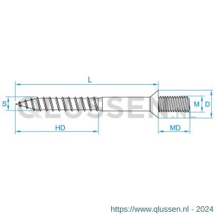 GebuVolco 064 stokeind met borst M6x60 mm ijzer gegalvaniseerd 064.06060.1020