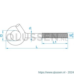 GebuVolco 116 krulhaak metrisch M10x120 mm RVS A2 116.00120.9010