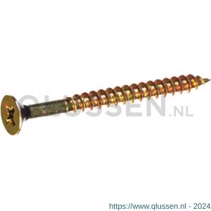 QZ 802 spaanplaatschroef platkop deeldraad 6.0x100/60 mm Pozidriv PZ 3 staal gehard geelverzinkt 802.60100.1120