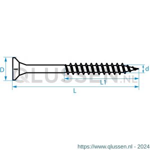 QZ 805 spaanplaatschroef platkop 4.0x16 mm Torx TX 20 staal gehard geelverzinkt 805.40016.1122