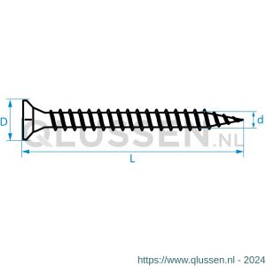 QZ 806 spaanplaatschroef platkop deeldraad 3.5x40/24 mm Torx TX 15 staal gehard geelverzinkt 806.35040.1122