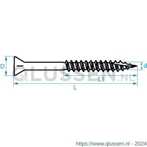 QZ 808 Combi spaanplaatschroef smalle kop deeldraad 5.0x60/45 mm Torx TX 25 staal gehard verzinkt 808.50060.1020