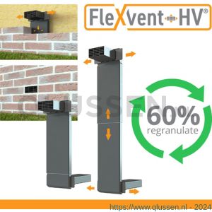 FlexVent-HV 490 vloerventilatiekoker met zwart muurrooster PP per stuk 490.03070.0401