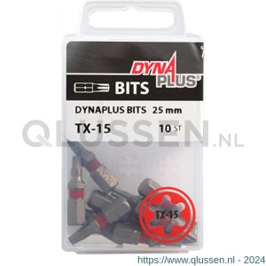 Dynaplus schroefbit 25 mm Torx TX 15 rood blister 10 stuks 8938.00.10015