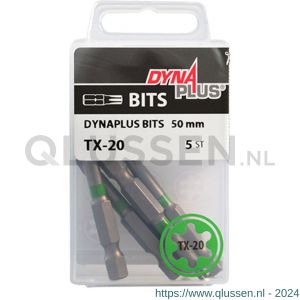 Dynaplus schroefbit 50 mm Torx TX 20 groen blister 5 stuks 8938.00.20020