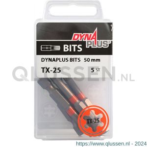 Dynaplus schroefbit 50 mm Torx TX 25 oranje blister 5 stuks 8938.00.20025