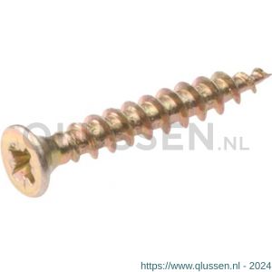 Hoenderdaal spaanplaatschroef geel verzinkt platkop PK 5 mm Pozidriv PZ 1 3.0x20 mm 200 stuks 0263.02.13001