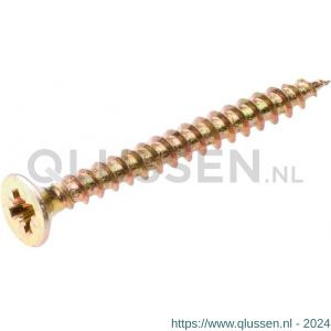 Hoenderdaal spaanplaatschroef geel verzinkt platkop PK Pozidriv PZ 2 4.5x50 mm 200 stuks 0203.02.33901