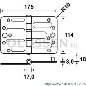 AXA Heavy Duty veiligheidsscharnier schijflager 1847-17-23/V