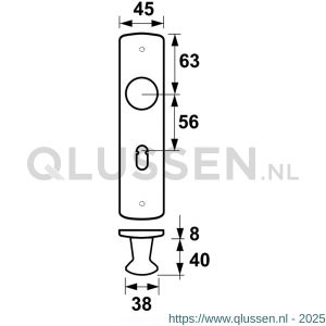 AXA Curve Klik kastdeurschild knop SL 55 6210-70-11/56E