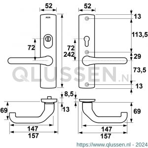 AXA Premium veiligheidsbeslag Comfort kruk Flow PC 72 anti-kerntrek 6652-63-11/72