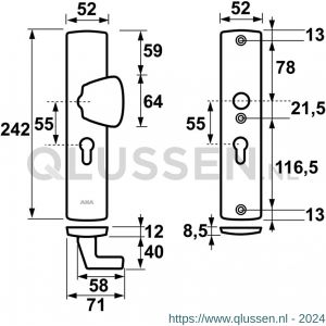 AXA Curve veiligheidsbeslag S-knop PC 55 6660-51-11/55