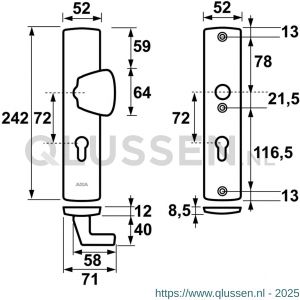 AXA Curve veiligheidsbeslag S-knop PC 72 6660-51-11/72