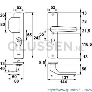 AXA Premium veiligheidsbeslag D-duwer met Arrow PC 55 anti-kerntrek 6662-20-11/55