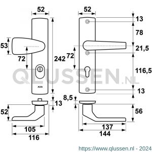 AXA Premium veiligheidsbeslag kruk Wing met Arrow PC 72 anti-kerntrek 6662-40-11/72