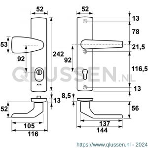 AXA Premium veiligheidsbeslag kruk Wing met Arrow PC 92 anti-kerntrek 6662-40-11/92