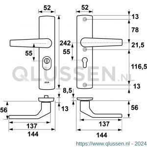 AXA Premium veiligheidsbeslag kruk Arrow PC 55 anti-kerntrek 6662-60-11/55