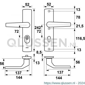 AXA Premium veiligheidsbeslag kruk Arrow PC 72 anti-kerntrek 6662-60-18/72