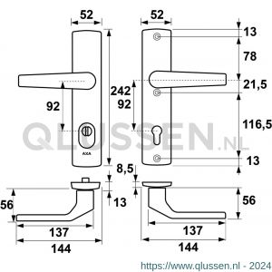 AXA Premium veiligheidsbeslag kruk Arrow PC 92 anti-kerntrek 6662-60-18/92