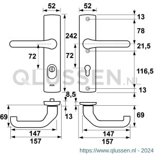 AXA Premium veiligheidsbeslag kruk Flow PC 72 anti-kerntrek 6662-63-11/72