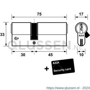 AXA dubbele veiligheidscilinder set 2 stuks gelijksluitend Xtreme Security verlengd 30-45 7261-03-08/BL2