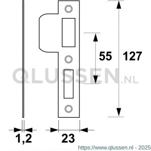 AXA sluitplaat veiligheids dag-nachtslot 7410 PC 55 DIN rechts 7410-15-81/55ER