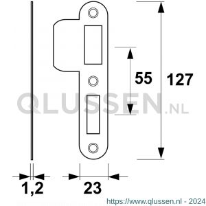 AXA sluitplaat veiligheids dag-nachtslot 7415 PC 55 DIN rechts 7415-15-81/55ER