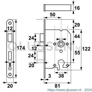 AXA veiligheidsinsteek dag-nachtslot PC 55 DIN links 7415-50-81/55L