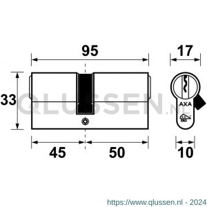 AXA dubbele veiligheidscilinder set 4 stuks gelijksluitend Security verlengd 45-50 7211-34-08/G4