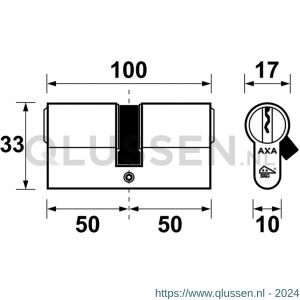 AXA dubbele veiligheidscilinder Security verlengd 50-50 7211-44-08