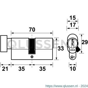 AXA knop veiligheidscilinder Security verlengd K35-35 7215-11-08