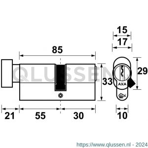 AXA knop veiligheidscilinder Security verlengd K55-30 7215-05-08