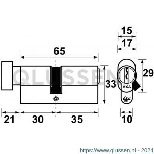 AXA knop veiligheidscilinder Security verlengd K30-35 7215-10-08