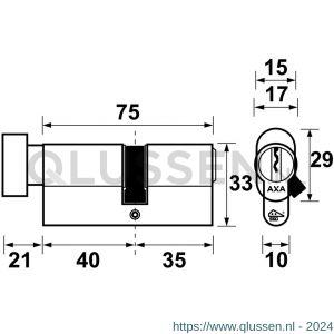 AXA knop veiligheidscilinder Security verlengd K40-35 7215-12-08